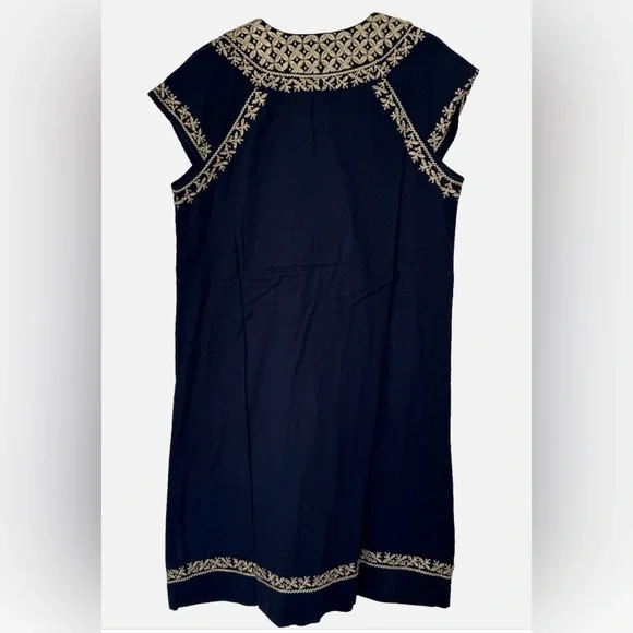 Roberta Roller Rabbit Dark Navy Bespoke Faith Dress with beige embroidery size M - Picture 5 of 15
